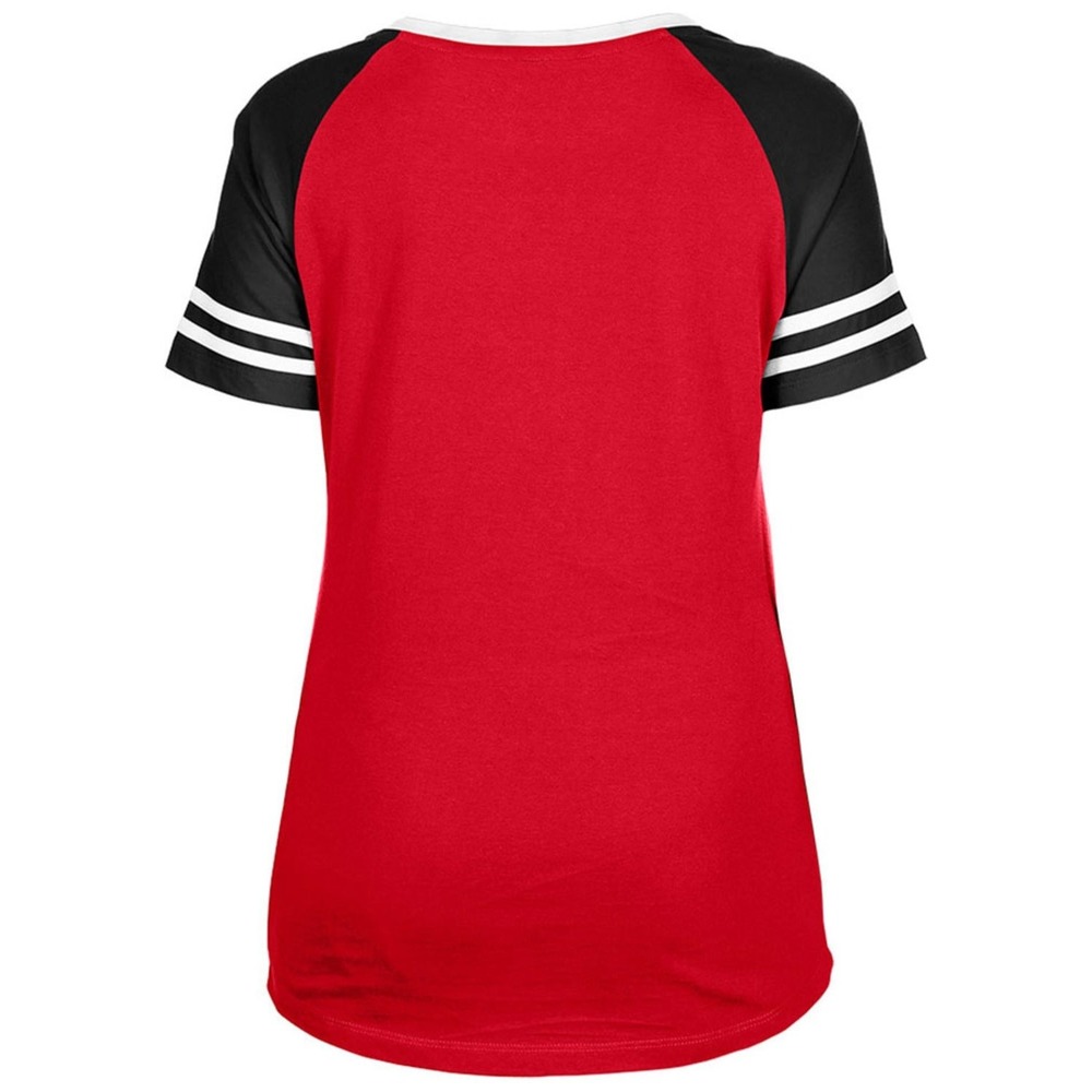 Women's Kansas City Chiefs New Era Red Raglan Lace-Up T-Shirt Sz‎ Small $38 - Picture 4 of 5